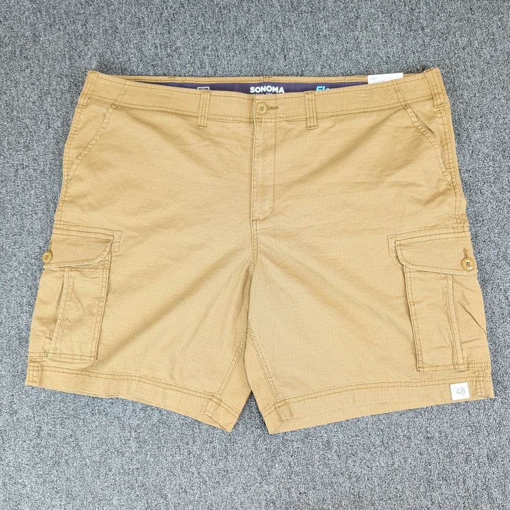 Sonoma Gorpcore Ripstop Cargo Shorts Mens 48 Brown Wood Grain Flexwear NWT 9in — photo 2